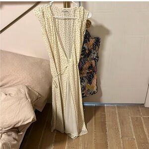 Yellow polka dot Reformation wrap dress